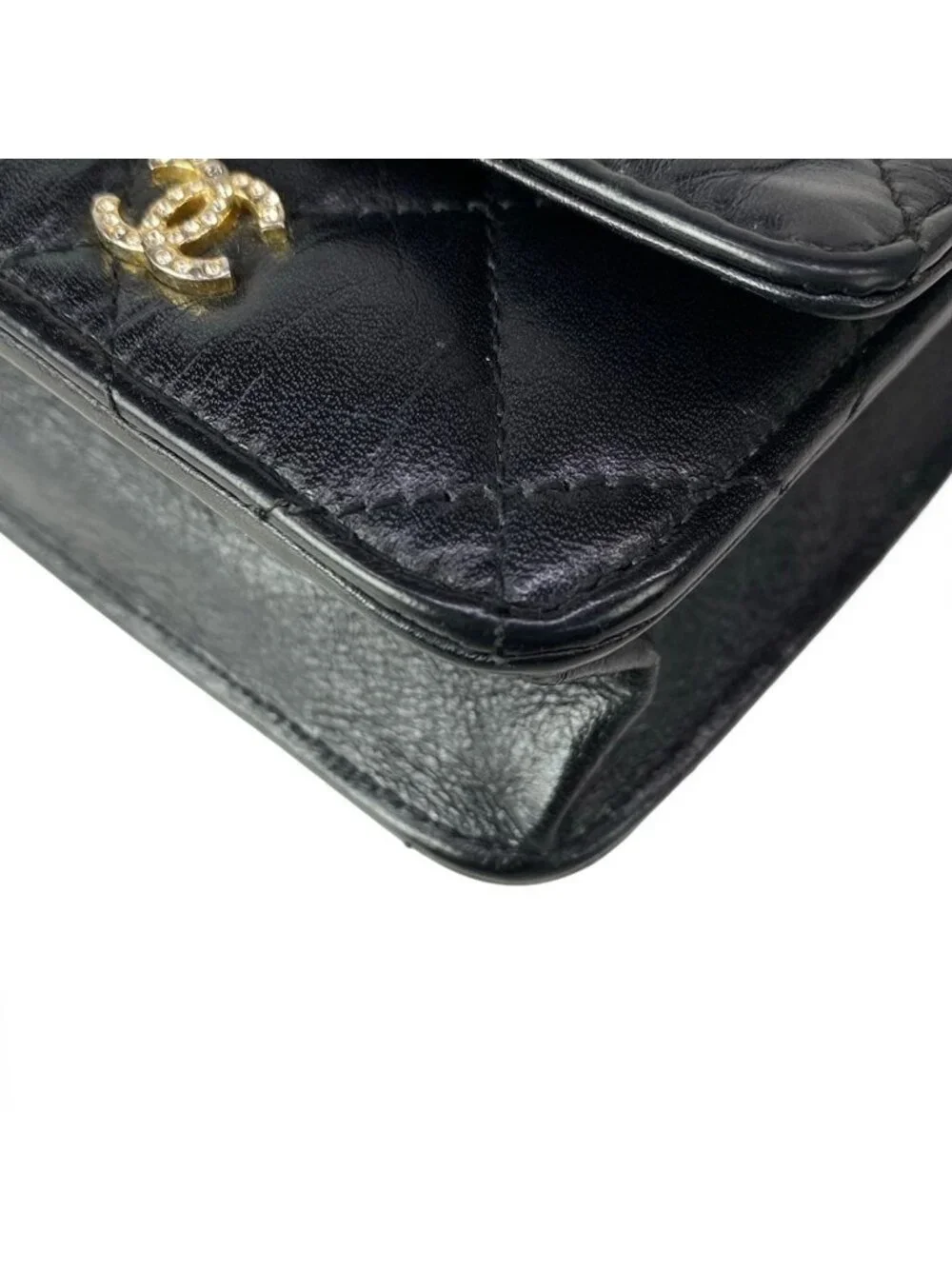 Chanel Shoulder Bag 2.55 Icon Charm Black Vintage Gold Chain